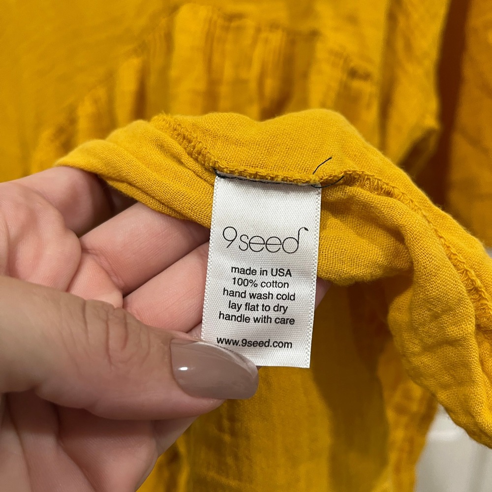 9seed EL MATADOR Mustard Yellow Cotton‎ Gauze Mini Dress Beach Cover Up Size 1 - Picture 3 of 8